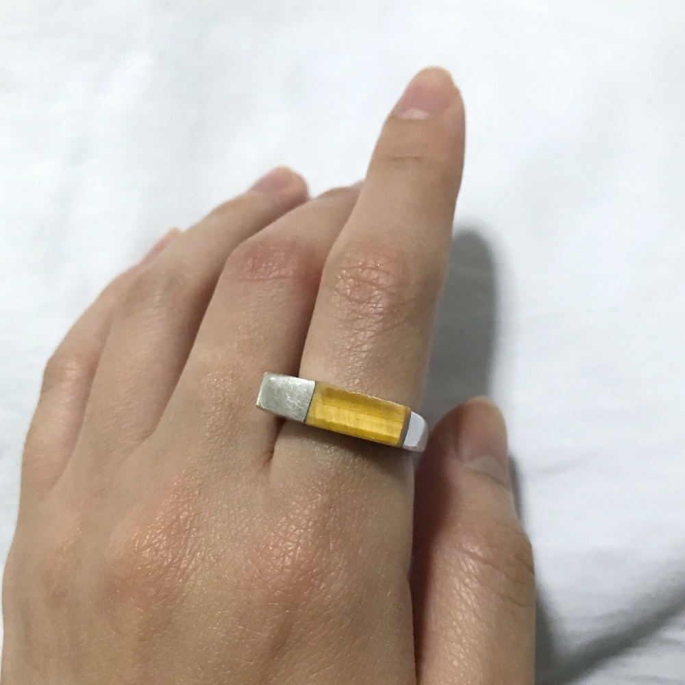 Tiger eye sterling silver ring size 7 1/2